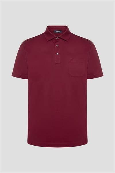 Cep Detaylı Düğmeli Polo Yaka Erkek T-Shirt Kırmızı