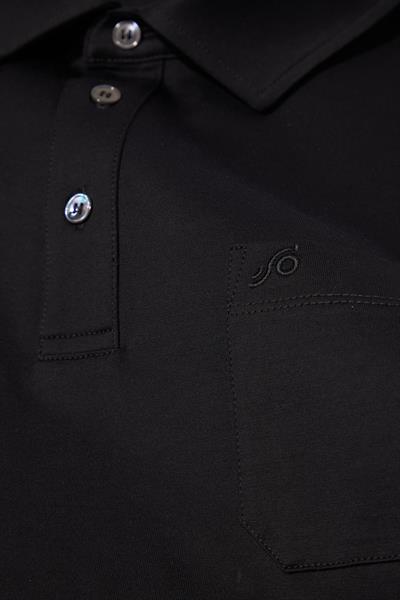 Cep Detaylı Düğmeli Polo Yaka Erkek T-Shirt Siyah