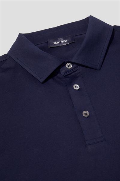 Cep Detaylı Düğmeli Polo Yaka Erkek T-Shirt Lacivert