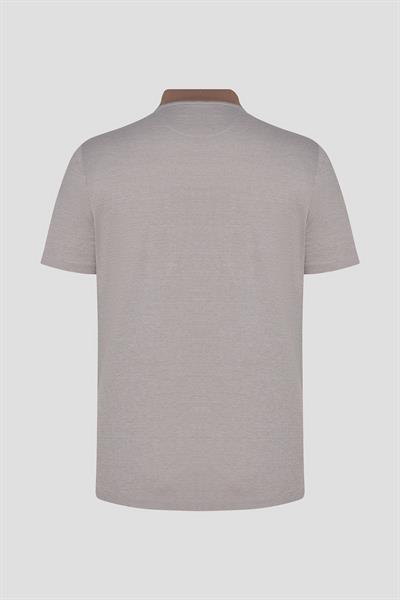Cep Detaylı Jakar Desenli Polo Yaka Erkek T-Shirt Kahve