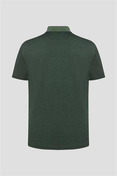 Cep Detaylı Jakar Desenli Polo Yaka Erkek T-Shirt Lacivert