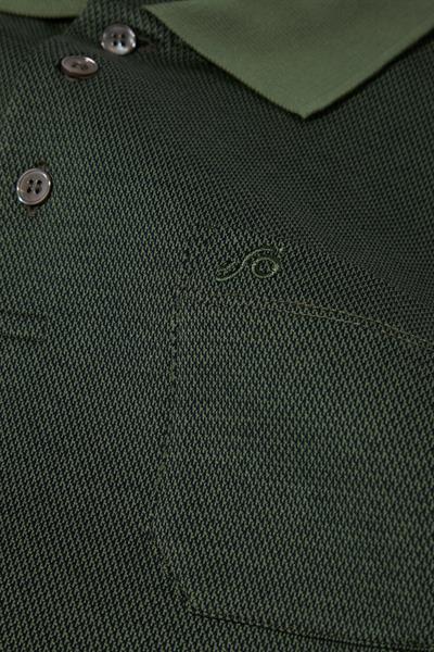 Cep Detaylı Jakar Desenli Polo Yaka Erkek T-Shirt Lacivert
