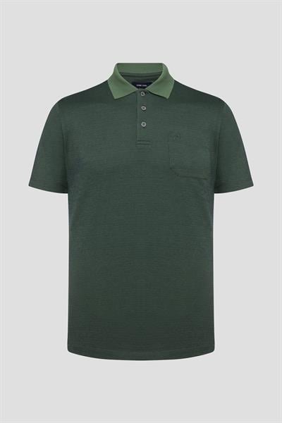 Cep Detaylı Jakar Desenli Polo Yaka Erkek T-Shirt Lacivert