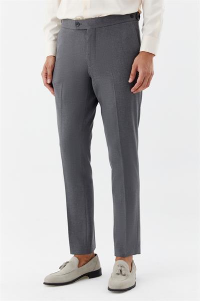 Erkek Antrasit Chino Düğme Ayarlı Pantolon Normal Bel