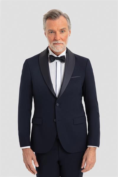 Çıkartılabilir Şal Desenli Smokin Takım Elbise Lacivert