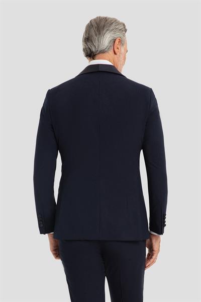 Çıkartılabilir Şal Desenli Smokin Takım Elbise Lacivert