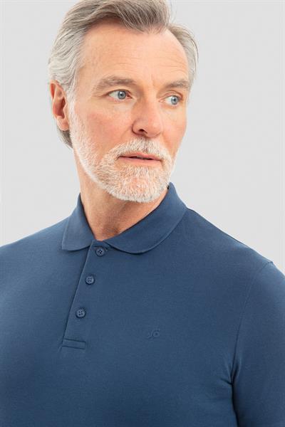 Erkek İndigo Normal Kesim Regular Fit %100 Pamuk Örme Düğmeli Polo Yaka Tişört