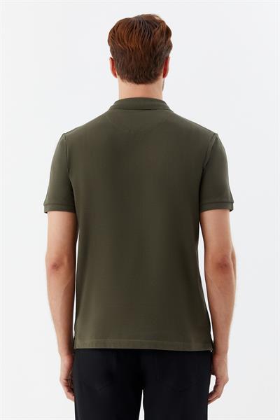 Erkek Haki Normal Kesim Regular Fit %100 Pamuk Örme Düğmeli Polo Yaka Tişört