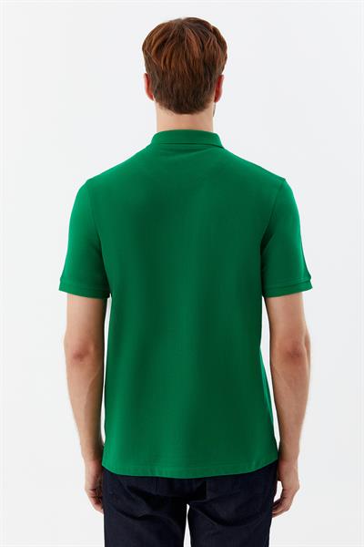 Erkek Yeşil Normal Kesim Regular Fit %100 Pamuk Örme Düğmeli Polo Yaka Tişört