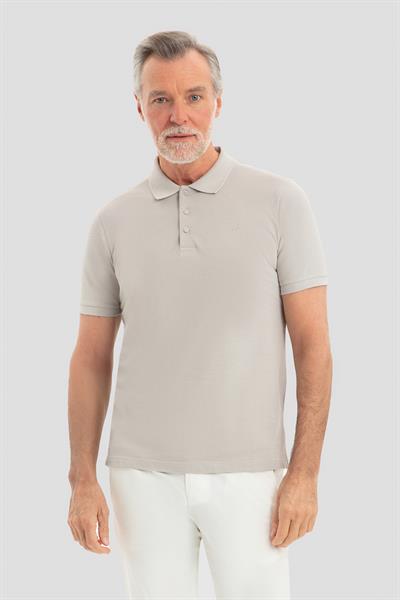 Erkek Gri Normal Kesim Regular Fit %100 Pamuk Örme Düğmeli Polo Yaka Tişört