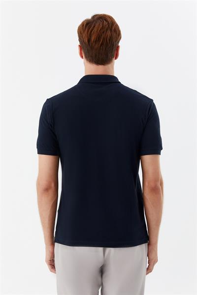 Erkek Lacivert Normal Kesim Regular Fit %100 Pamuk Örme Düğmeli Polo Yaka Tişört