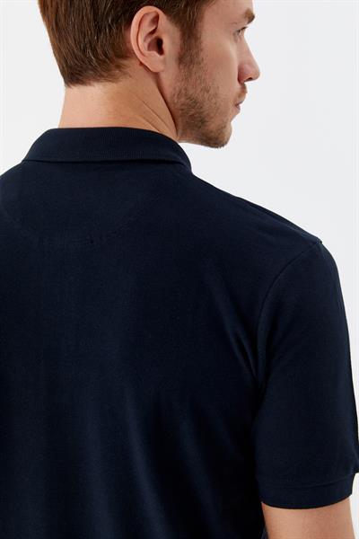 Erkek Lacivert Normal Kesim Regular Fit %100 Pamuk Örme Düğmeli Polo Yaka Tişört