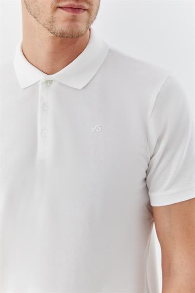 Erkek Ekru Normal Kesim Regular Fit %100 Pamuk Örme Düğmeli Polo Yaka Tişört