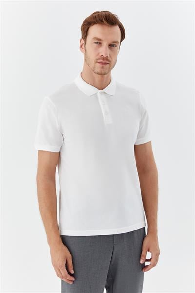 Erkek Ekru Normal Kesim Regular Fit %100 Pamuk Örme Düğmeli Polo Yaka Tişört