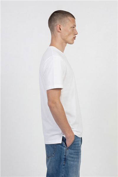 Desenli Bisiklet Yaka Erkek T-Shirt Latte