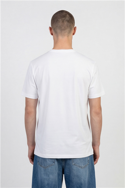 Desenli Bisiklet Yaka Erkek T-Shirt Latte