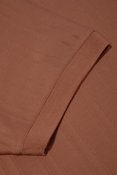 Düğmeli Jakar Desenli Polo Yaka Erkek T-Shirt Tarçın