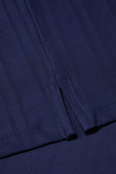 Düğmeli Jakar Desenli Polo Yaka Erkek T-Shirt Lacivert