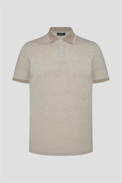 Düğmeli Polo Yaka Desenli Erkek T-Shirt Kahve