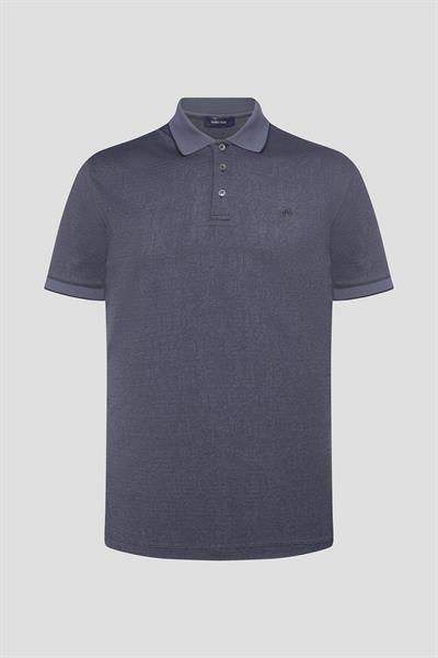 Düğmeli Polo Yaka Desenli Erkek T-Shirt Füme
