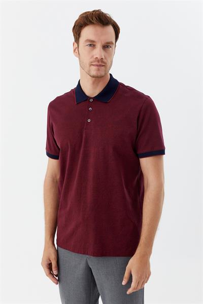 Düğmeli Polo Yaka Desenli Erkek T-Shirt Lacivert