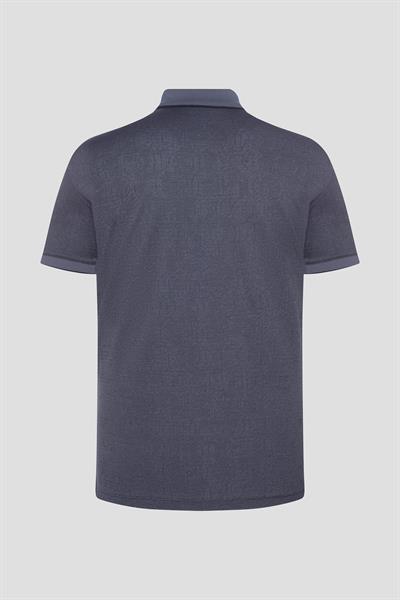 Düğmeli Polo Yaka Desenli Erkek T-Shirt Füme