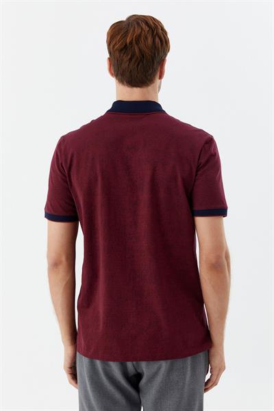 Düğmeli Polo Yaka Desenli Erkek T-Shirt Lacivert