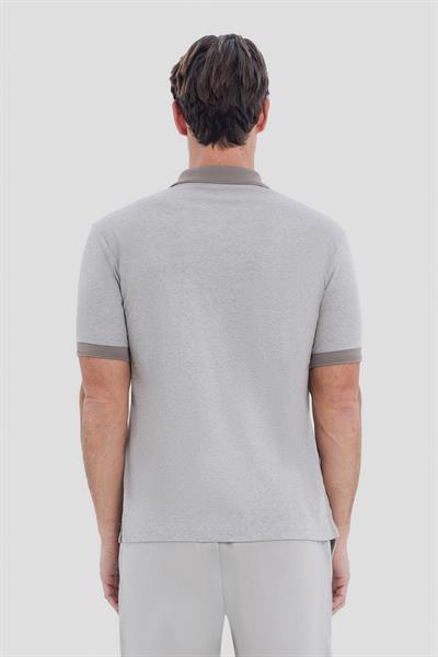 Erkek Bej Normal Kesim Regular Fit Pamuklu Örme Polo Yaka Tişört