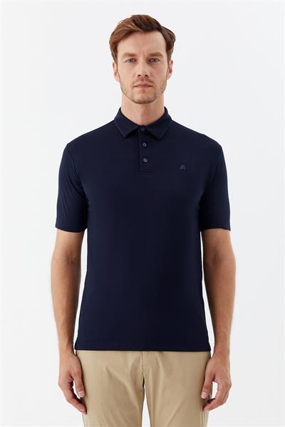 Erkek Lacivert Standart Fit Düğmeli Polo Yaka Tişört – Kısa Kollu