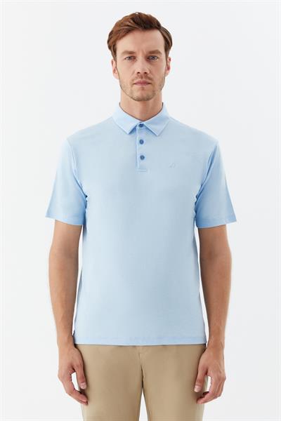 Erkek Mavi Standart Fit Polo Yaka Tişört – Kısa Kollu