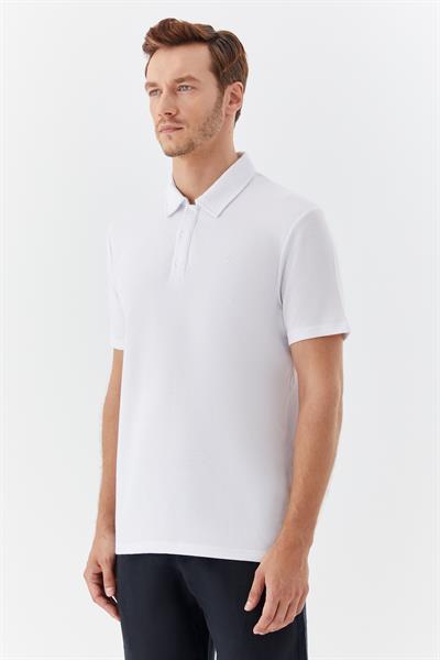 Erkek Ekru Normal Kesim Regular Fit Pamuklu Düğmeli Düz Polo Yaka Tişört