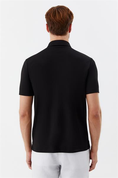 Erkek Siyah Standart Fit Polo Yaka Tişört – Kısa Kollu