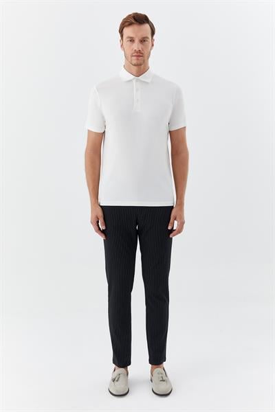 Erkek Ekru Dar Kesim Slim Fit Modal Dokuma Polo Yaka Tişört