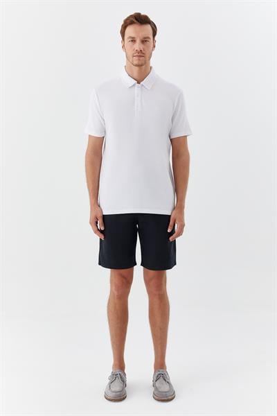 Erkek Ekru Normal Kesim Regular Fit Pamuklu Düğmeli Düz Polo Yaka Tişört