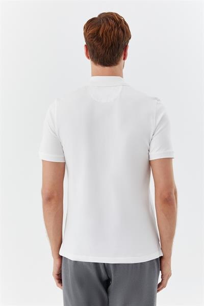 Beyaz %100 Pamuk Düğmeli Polo Yaka Erkek T-Shirt
