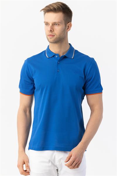 Giotelli Erkek Saks Dar Kesim Slim Fit %100 Pamuk Örme Düğmeli Polo Yaka Tişört