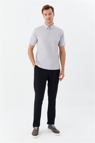 Erkek Gri Standart Fit Polo Yaka Tişört – Kısa Kollu