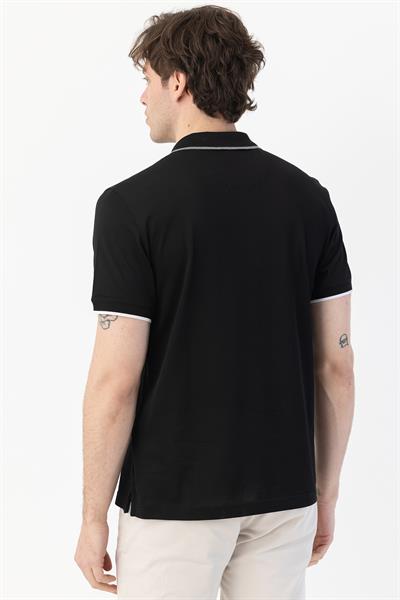 Düğmeli Polo Yaka Erkek T-Shirt Siyah