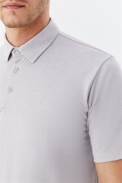 Erkek Gri Standart Fit Polo Yaka Tişört – Kısa Kollu