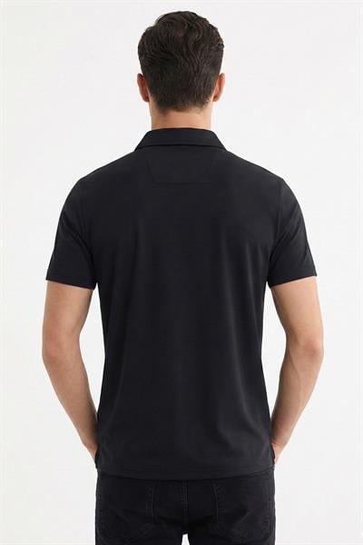 Siyah Slim Fit Polo Yaka Erkek T-Shirt