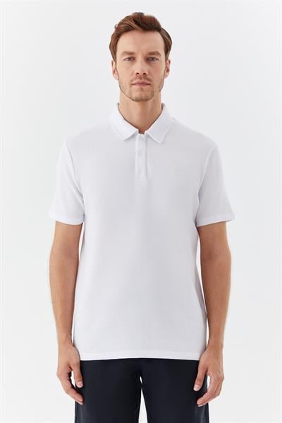 Erkek Ekru Normal Kesim Regular Fit Pamuklu Düğmeli Düz Polo Yaka Tişört