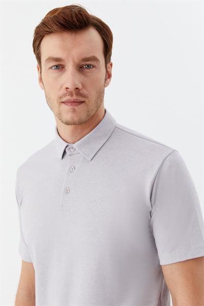 Erkek Gri Standart Fit Polo Yaka Tişört – Kısa Kollu