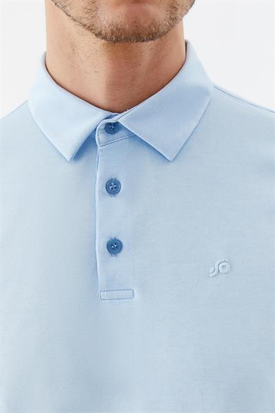 Erkek Mavi Standart Fit Polo Yaka Tişört – Kısa Kollu