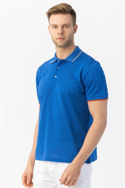 Giotelli Erkek Saks Dar Kesim Slim Fit %100 Pamuk Örme Düğmeli Polo Yaka Tişört