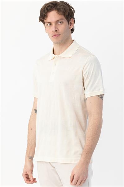 DÜĞMELİ POLO YAKA ERKEK T-SHIRT Kemik
