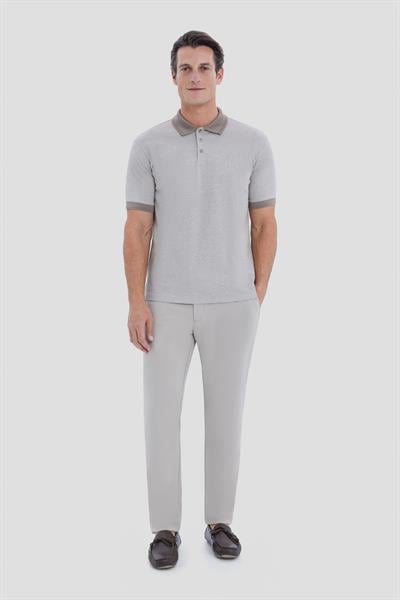 Erkek Bej Normal Kesim Regular Fit Pamuklu Örme Polo Yaka Tişört