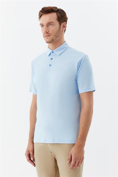 Erkek Mavi Standart Fit Polo Yaka Tişört – Kısa Kollu