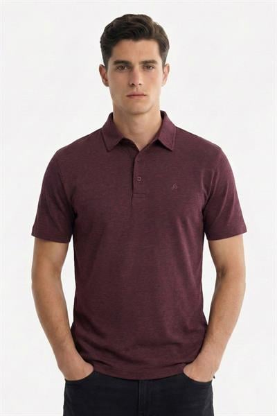 Erkek Bordo Standart Fit Polo Yaka Tişört – Kısa Kollu
