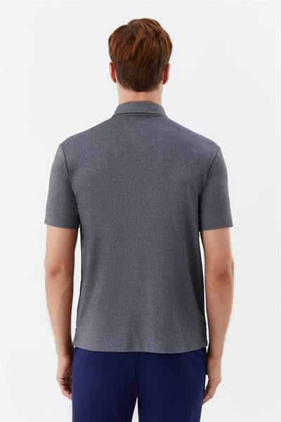 Erkek Gri Standart Fit Düğmeli Polo Yaka Tişört – Kısa Kollu