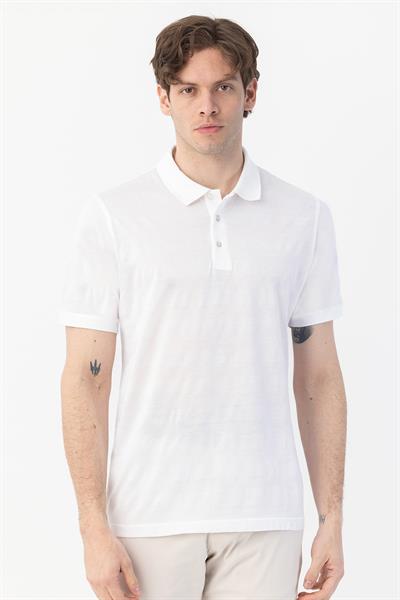 DÜĞMELİ POLO YAKA ERKEK T-SHIRT Beyaz